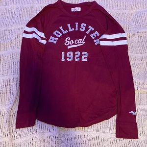 hollister, red, long sleeve